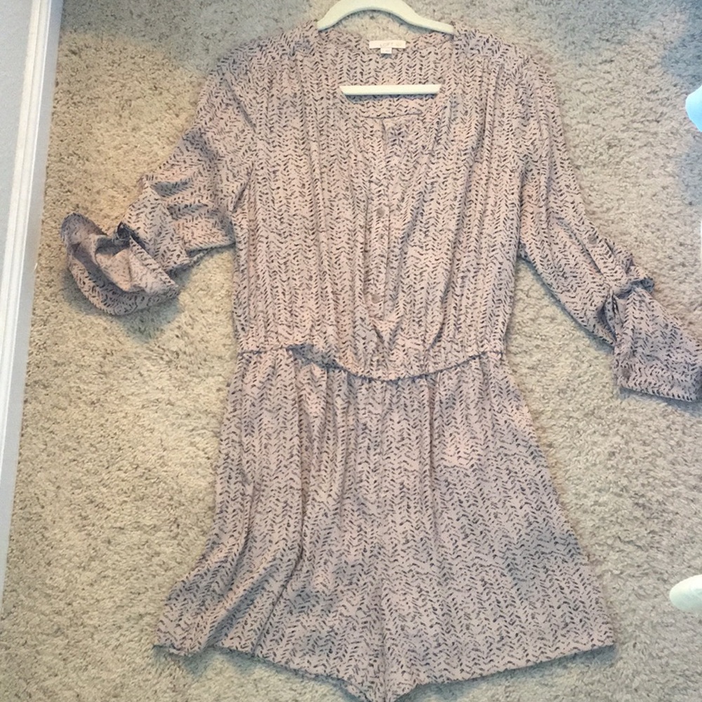 Beige & Black Long Sleeved Romper